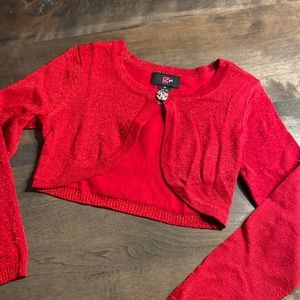 Girls read glitter crop sweater